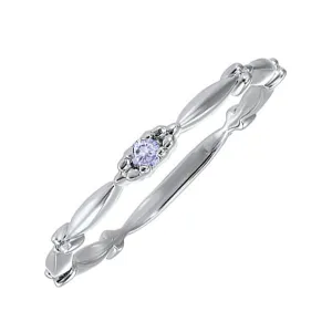 10KT White Gold Classic Book Birthstone Stackable Fashion Ring