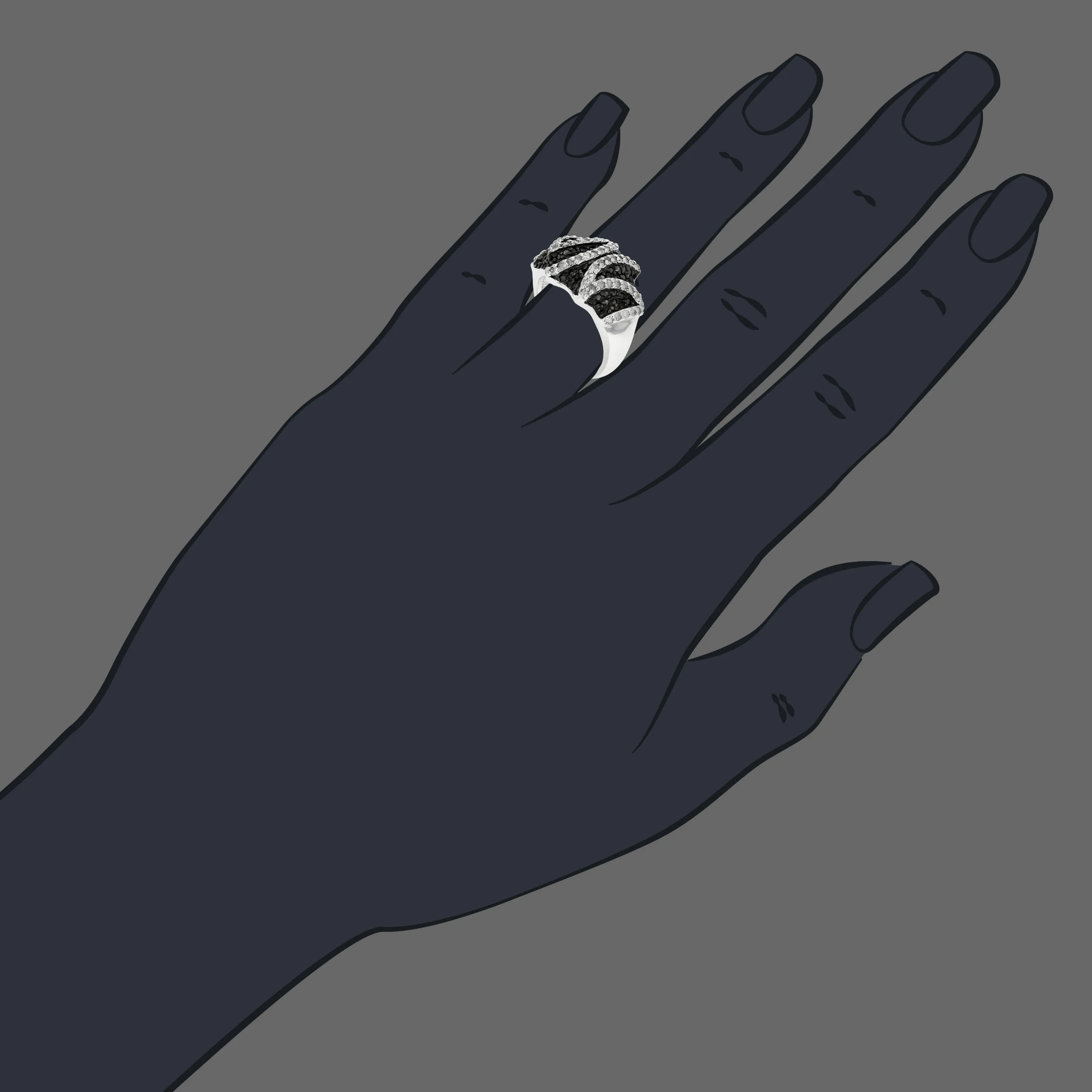 1.15 cttw Black Diamond Fashion Ring in Sterling Silver