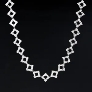 12.10ctw Vintage Diamond Geometric Motif Tennis Necklace