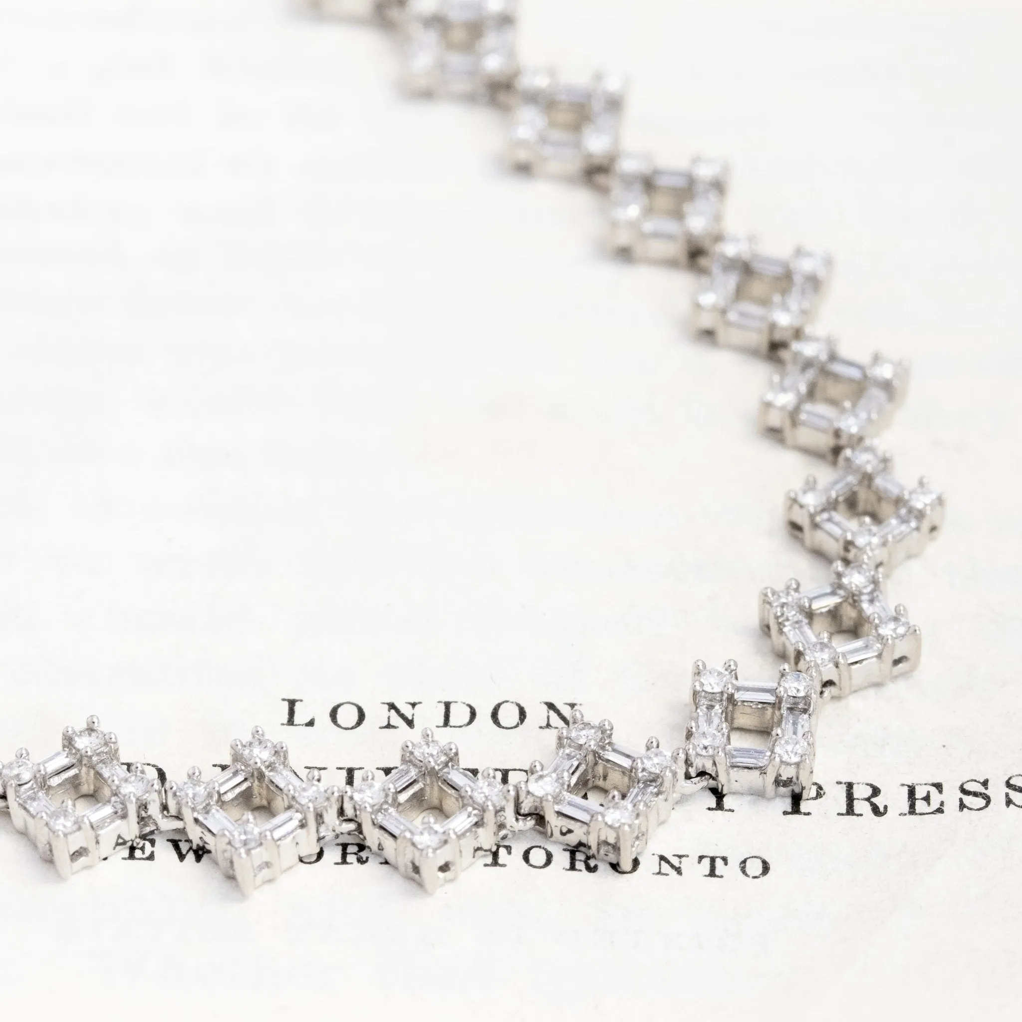 12.10ctw Vintage Diamond Geometric Motif Tennis Necklace