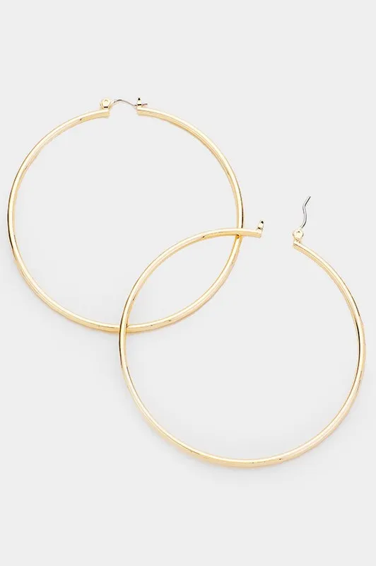 14k Gold Filled Metal Hoop Pin Catch Earrings