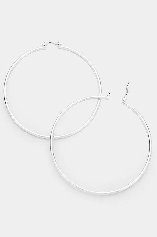 14k Gold Filled Metal Hoop Pin Catch Earrings