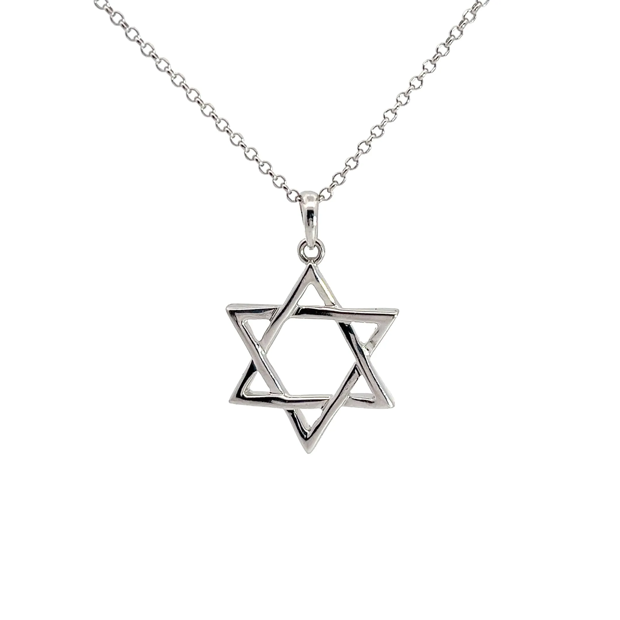 14k White Gold 4.7gram Star of David 3/4 inch Pendant