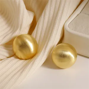 18K Gold-Plated Frosted Round Stud Earrings