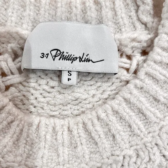 3.1 Phillip Lim Cropped Sweater Heavy Knit Quiet Luxury Ivory Cream Designer SM