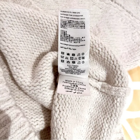 3.1 Phillip Lim Cropped Sweater Heavy Knit Quiet Luxury Ivory Cream Designer SM
