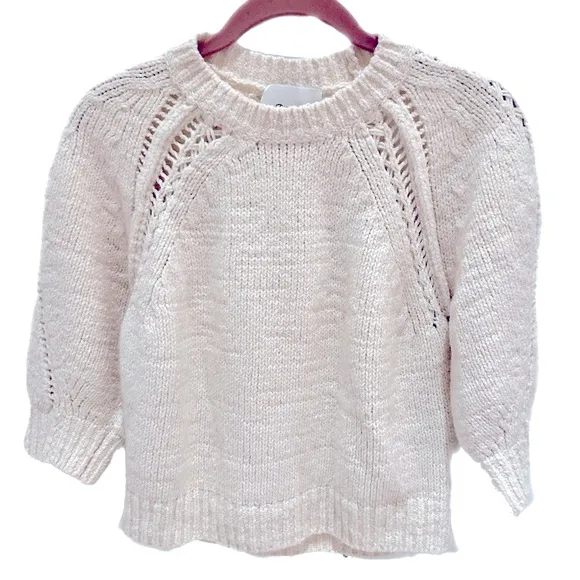 3.1 Phillip Lim Cropped Sweater Heavy Knit Quiet Luxury Ivory Cream Designer SM