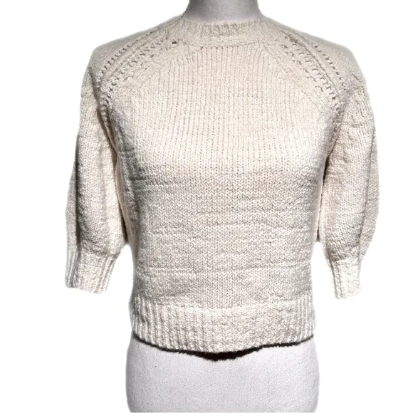 3.1 Phillip Lim Cropped Sweater Heavy Knit Quiet Luxury Ivory Cream Designer SM