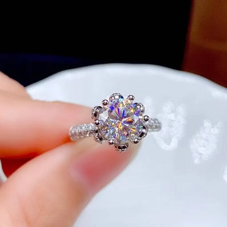 3ct Round Cut Crackling Diamond Engagement Ring