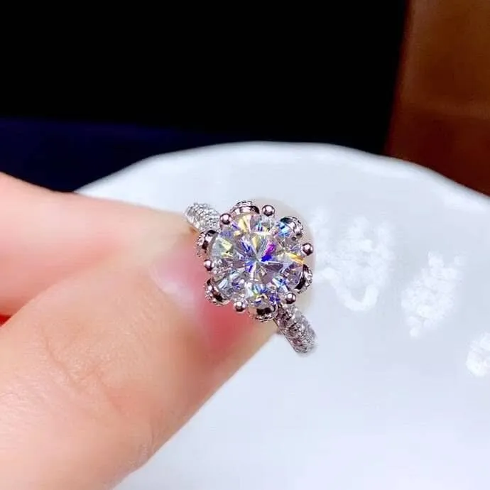 3ct Round Cut Crackling Diamond Engagement Ring