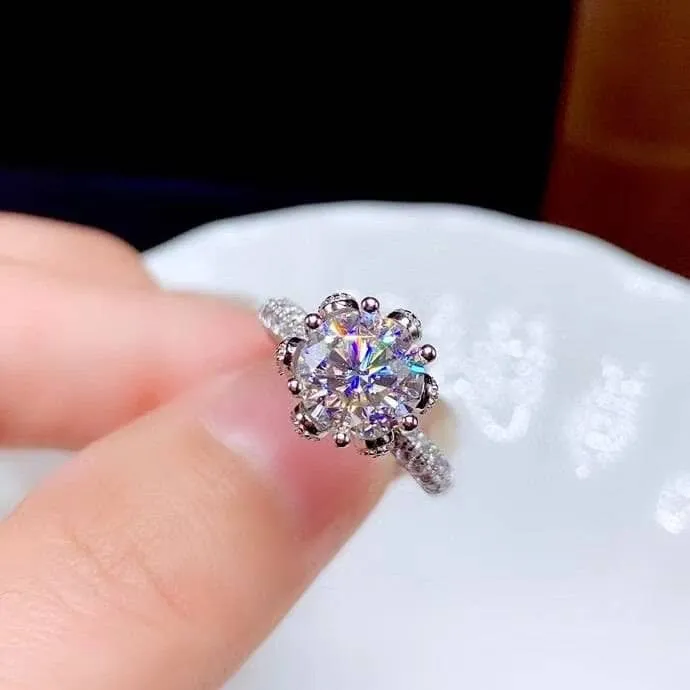3ct Round Cut Crackling Diamond Engagement Ring