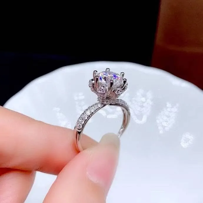 3ct Round Cut Crackling Diamond Engagement Ring
