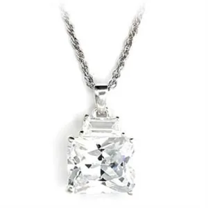6X304 High-Polished 925 Sterling Silver Pendant with AAA Grade CZ in Clear