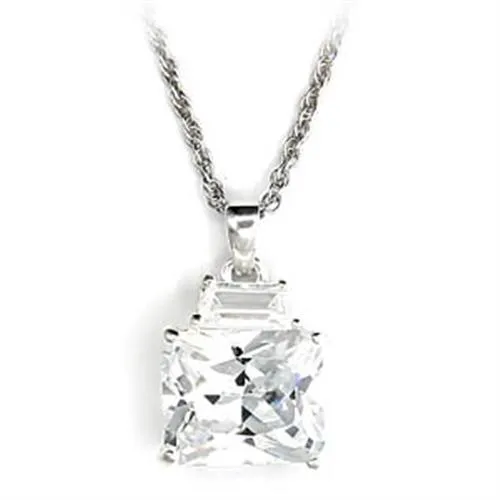 6X304 High-Polished 925 Sterling Silver Pendant with AAA Grade CZ in Clear