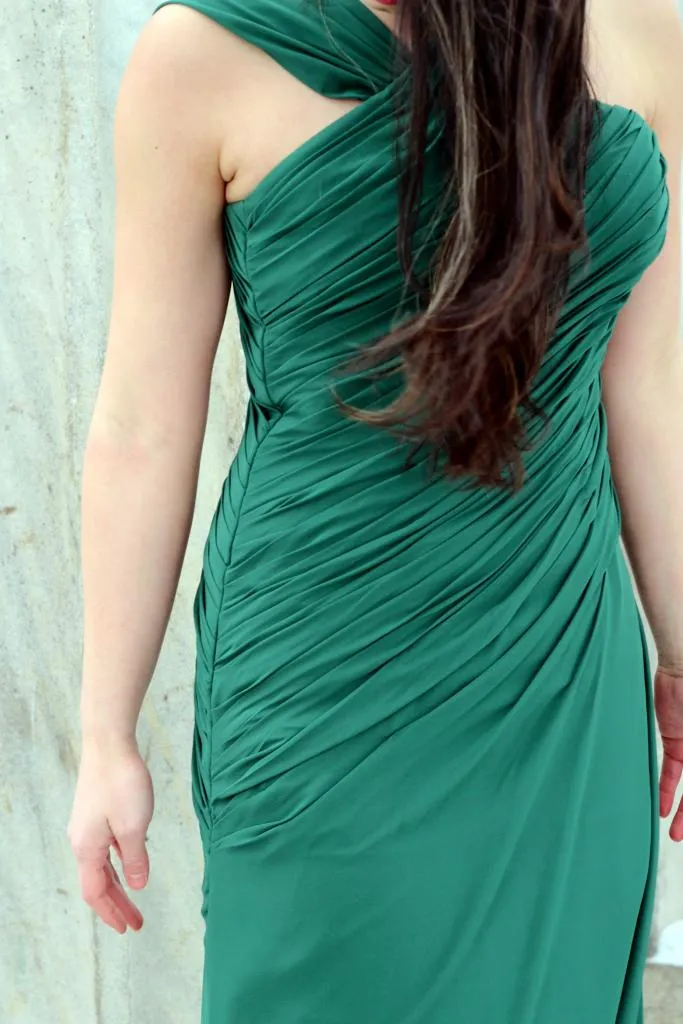 A-line Irregular Shoulder Strap Floor Length Chiffon Evening Dress