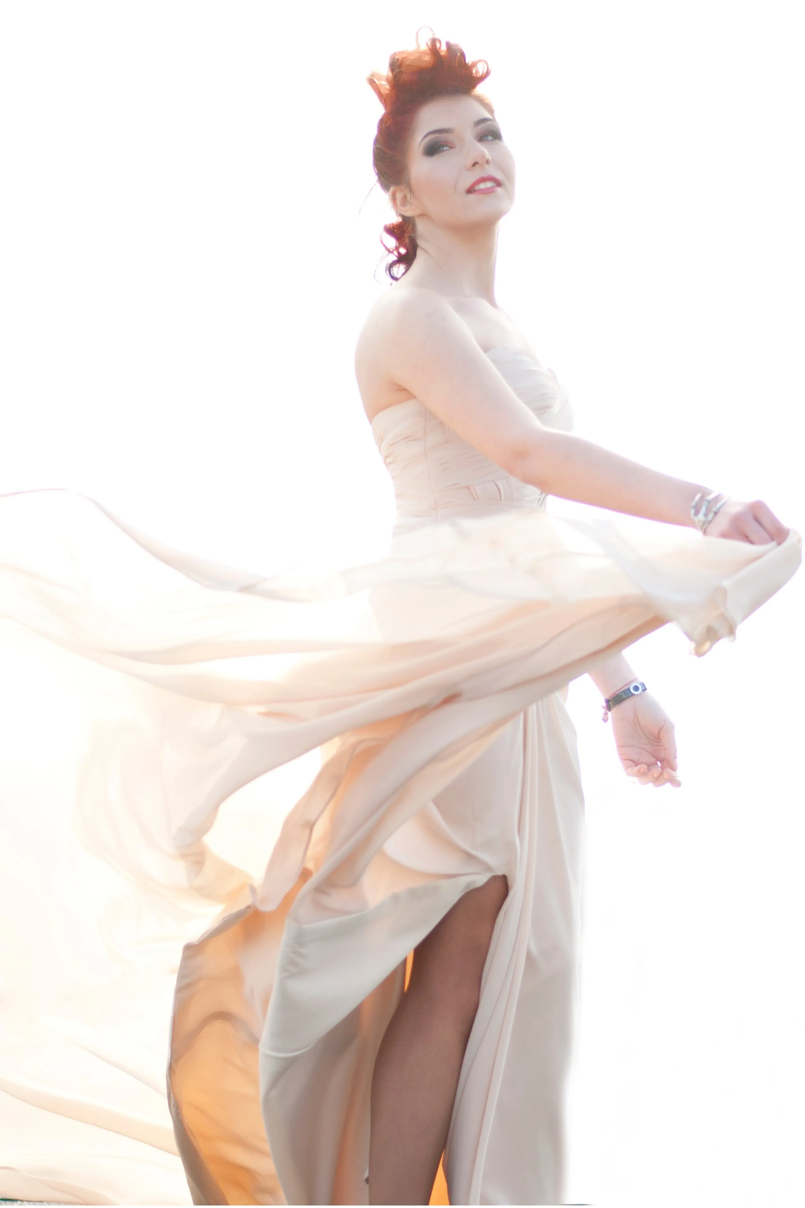 A-line Sweetheart Front Slit Floor Length Chiffon Applique Evening Dress