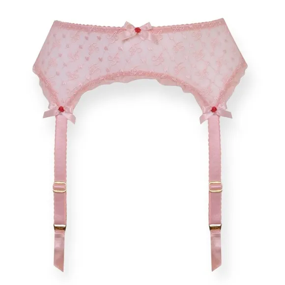 Agent Provocateur Dorotia Suspender Garter Belt Nude Pink Lace Bow Size 2 XS NWT