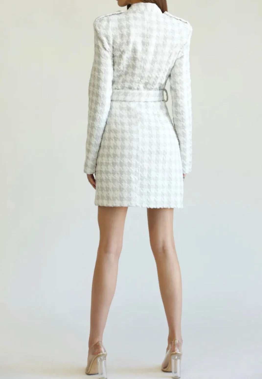 Alma Silver Tweed Dress