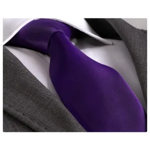 Amedeo Exclusive Men's Fashion Solid Purpel With Paisley Silk Neck Tie Gift Box