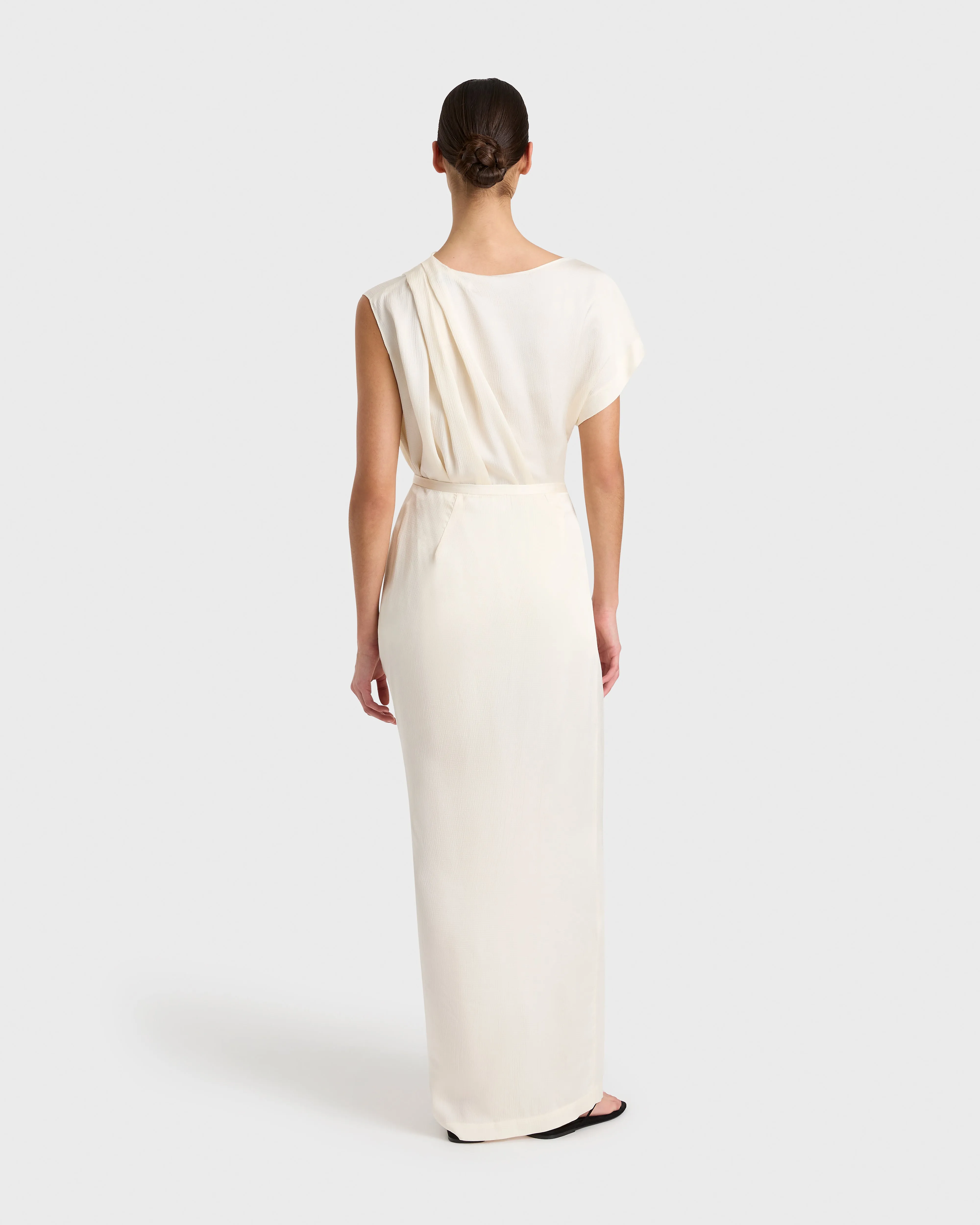 Ardea Draped One Shoulder Top - Pearl