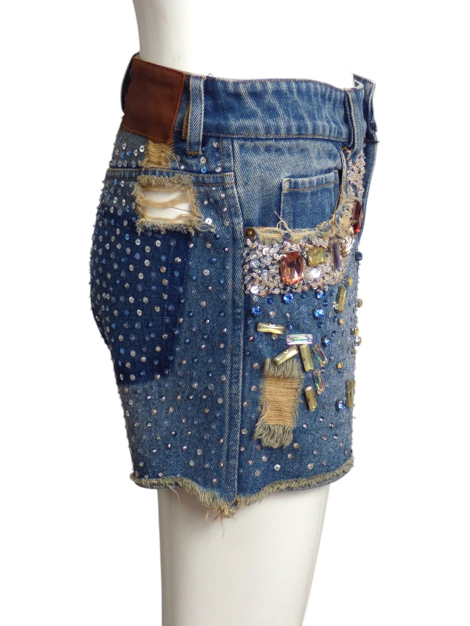 ASHIISH- AS IS Jeweled Denim Shorts, Size 8