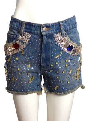 ASHIISH- AS IS Jeweled Denim Shorts, Size 8
