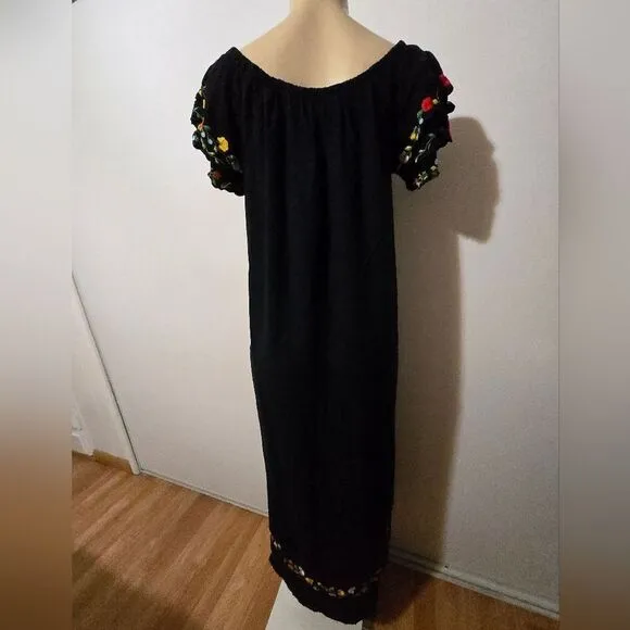 Back From Bali Womens Long Mexican Embroidered Dress, Maxi Long Summer Peasant
