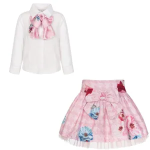 BALLOON CHIC - Dog Tooth Rose Skirt Set - Pink