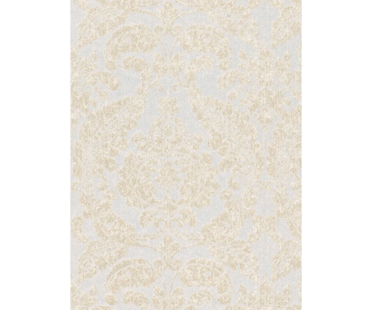 Baroque Textile Textured Metallic White 290212 Wallpaper