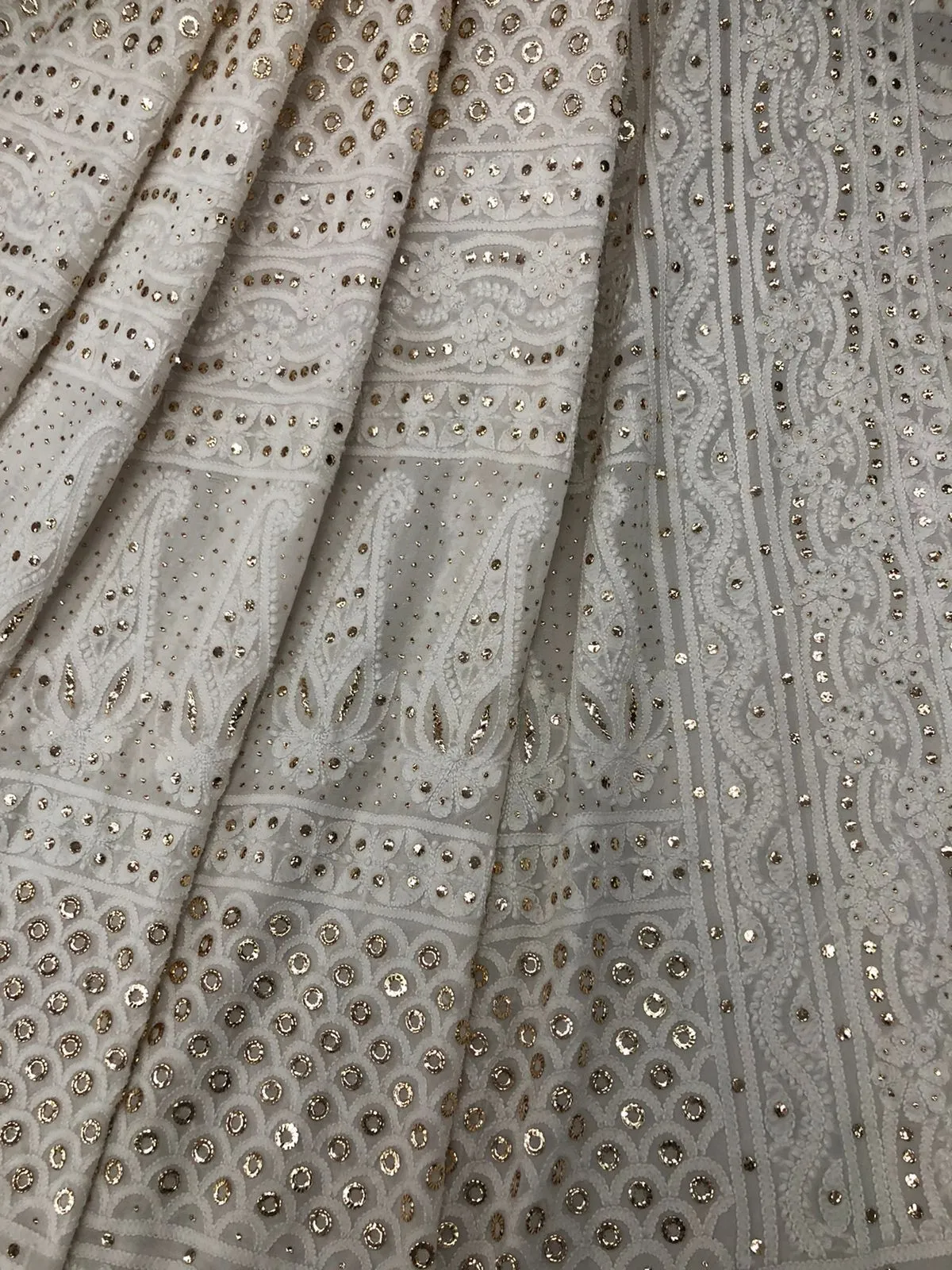 Beautiful Pure Georgette Handwork Chikankari Off-White Anarkali Suit