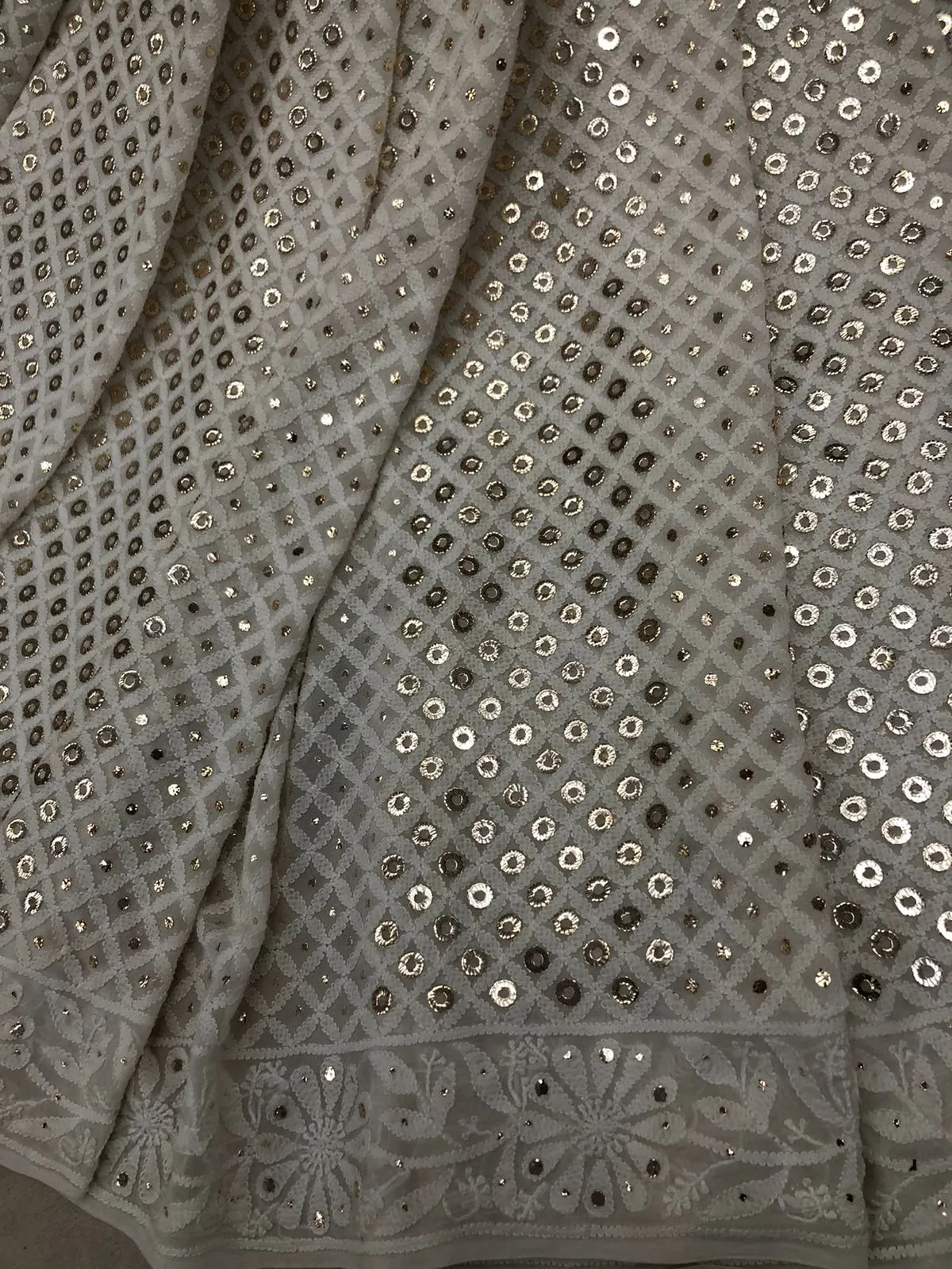 Beautiful Pure Georgette Handwork Chikankari Off-White Anarkali Suit