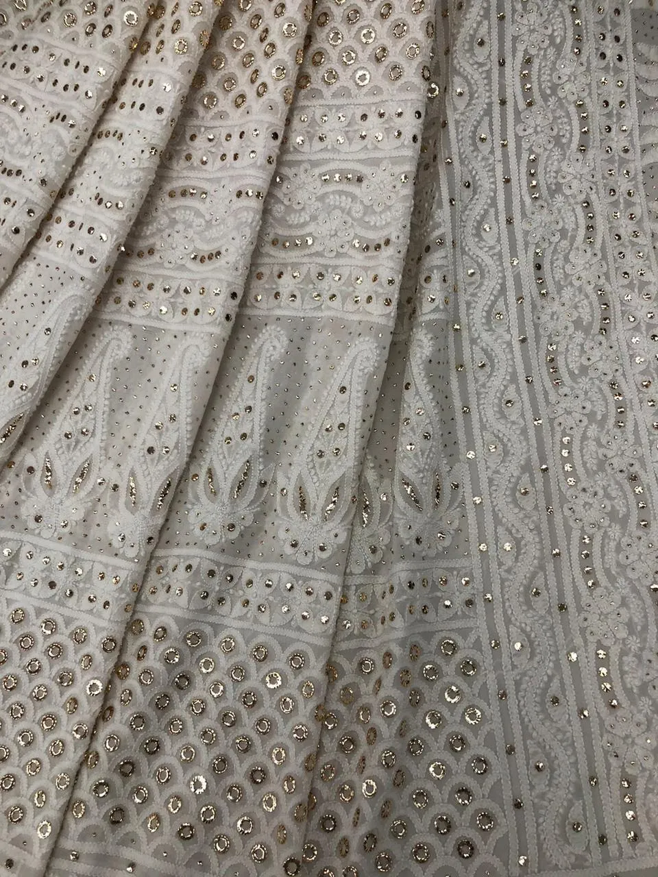 Beautiful Pure Georgette Handwork Chikankari Off-White Anarkali Suit