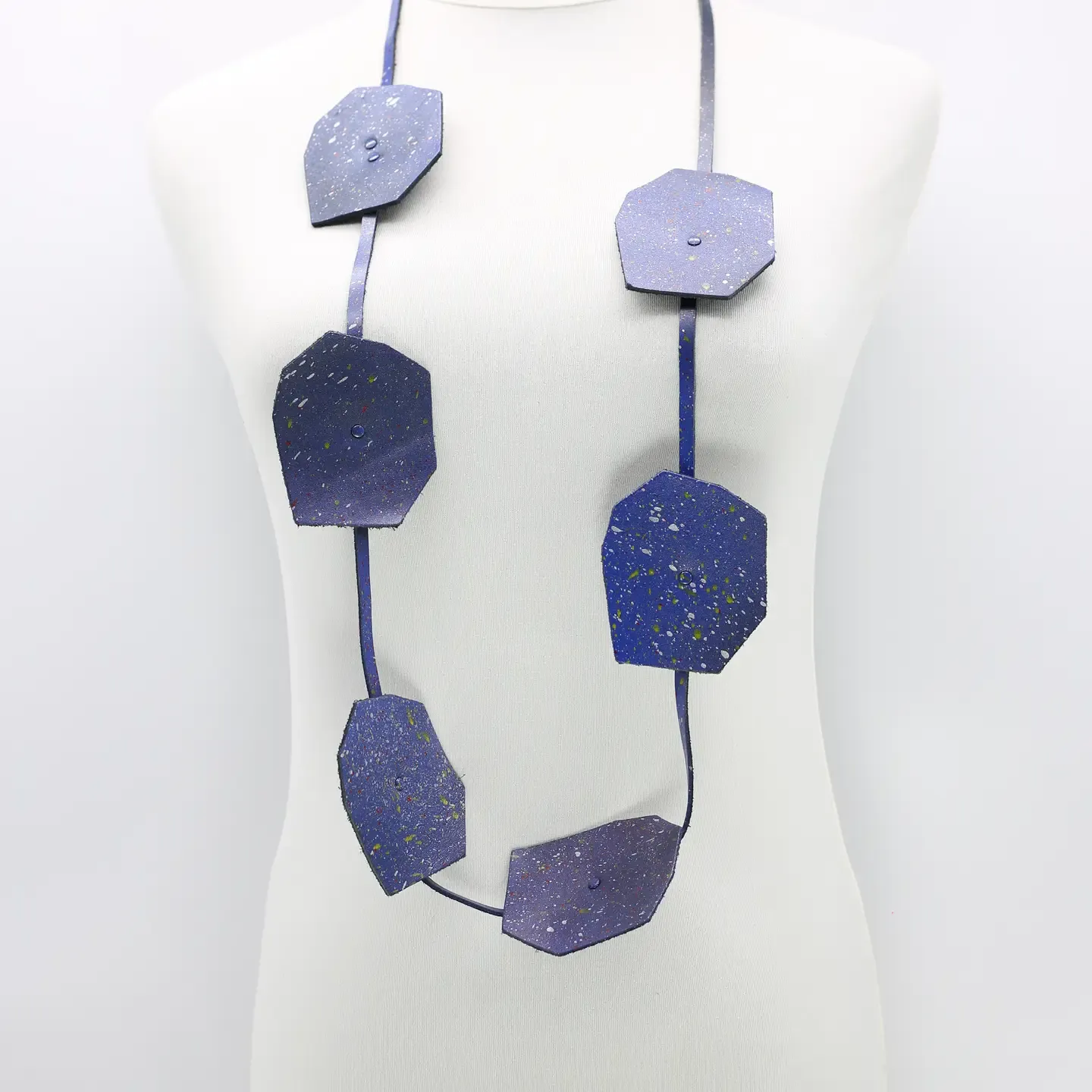 Big Lotus Necklace in Cobalt Blue Graffiti