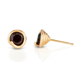Black Quartz Scroll Earring