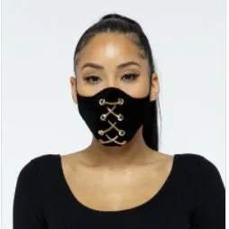 Black Velvet Gold Chain Face Mask