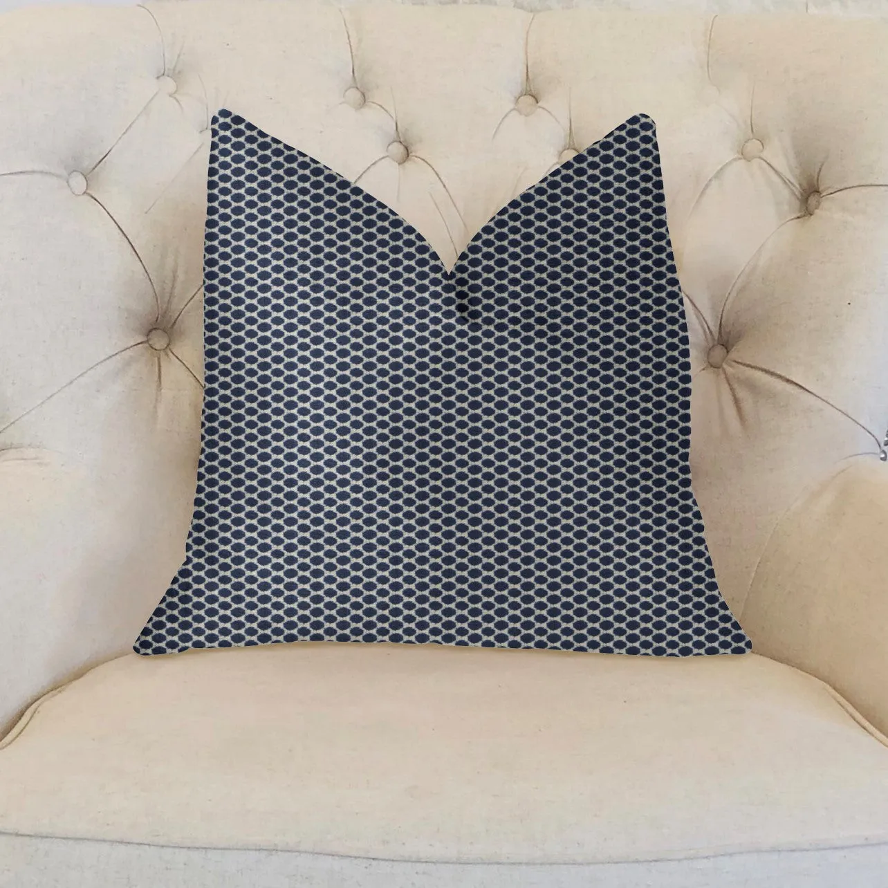 Blackwell Blue and Beige Luxury Throw Pillow