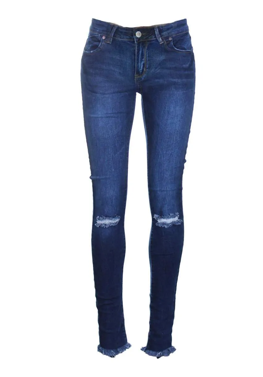 Blue Fray Hem Jeans