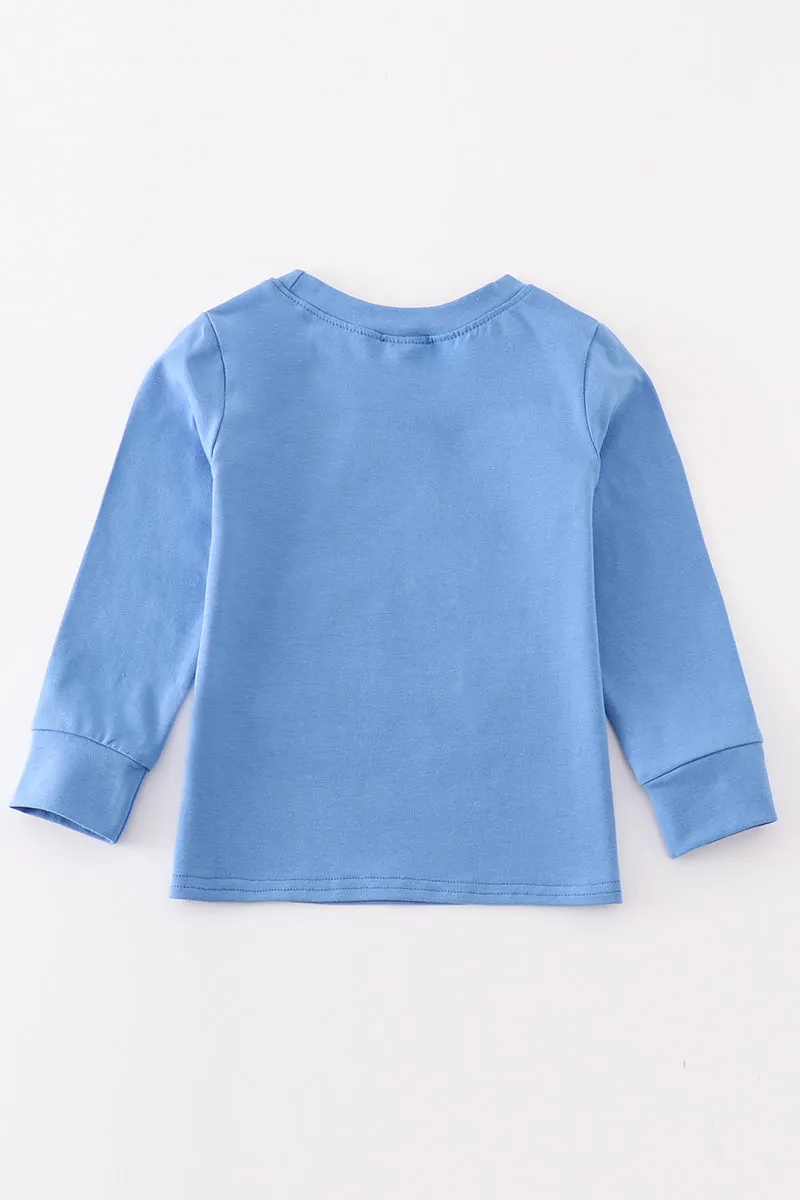 Blue Train Applique Boy Top
