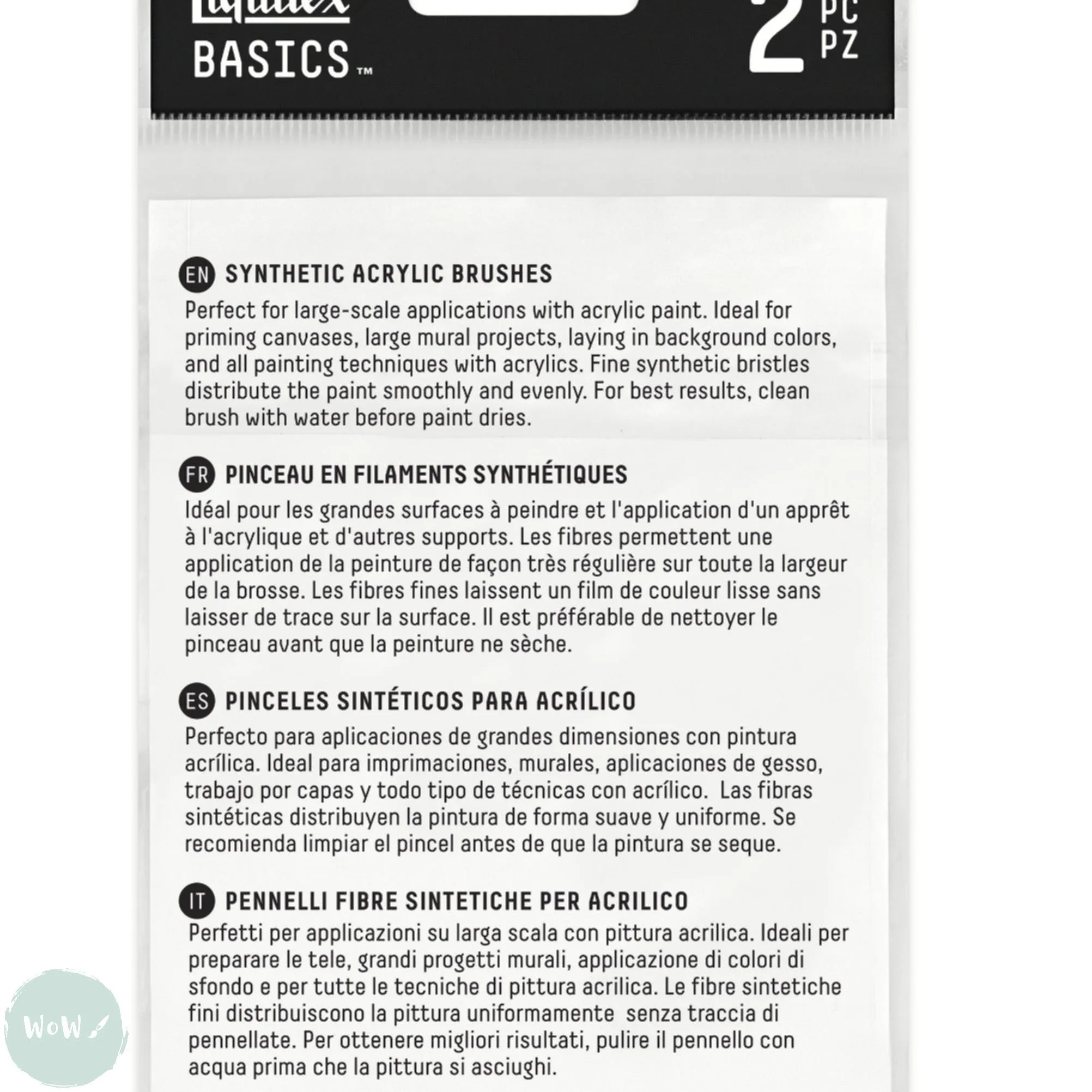 BRUSH SET - Acrylic - LIQUITEX Basics - SYNTHETIC X-TRA BIG FLATS - 2 Assorted Pack