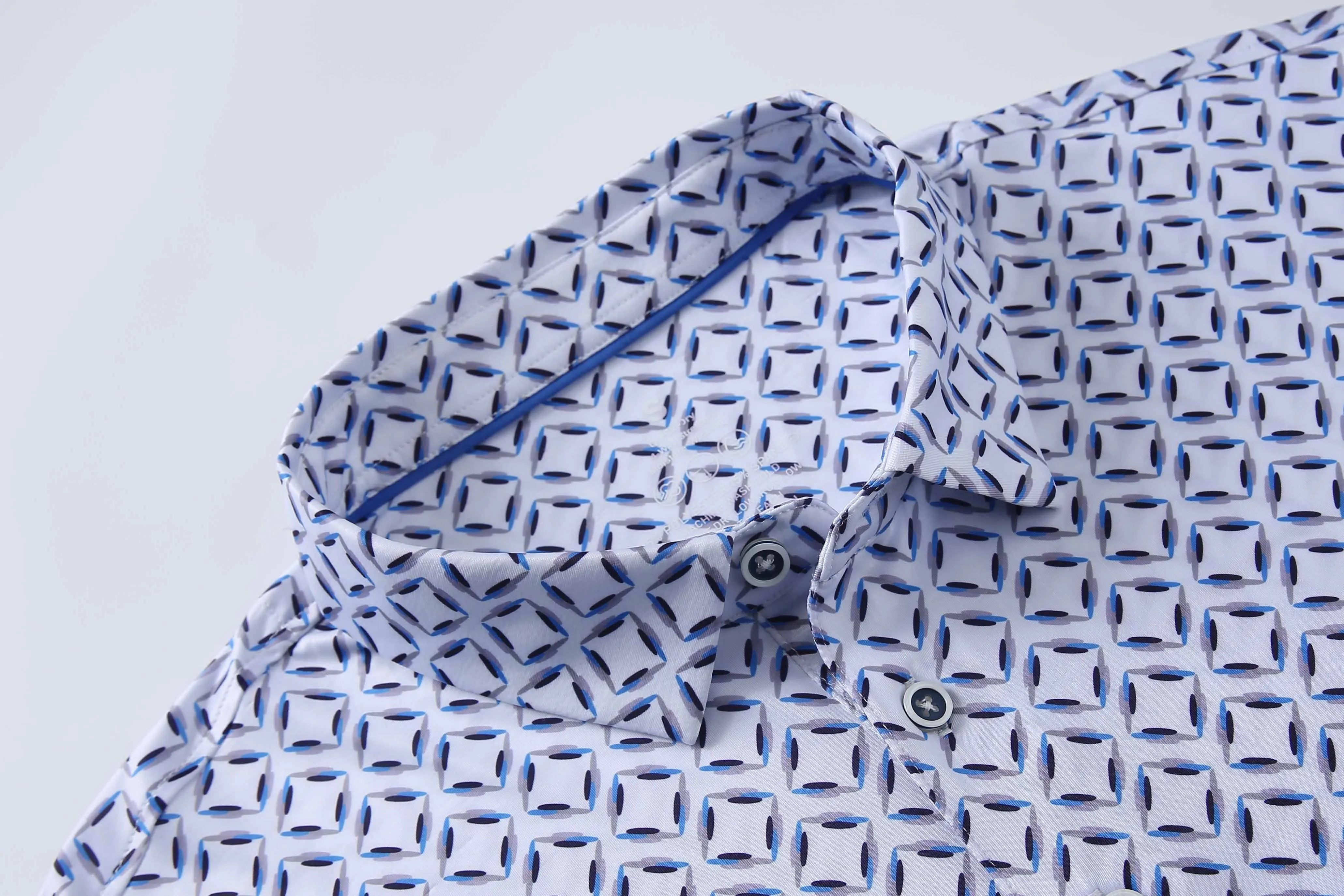 Bryer Printed Polo - White/Navy