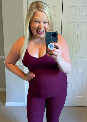 Buttery Soft Cross-Back Yoga Top in Burgundy