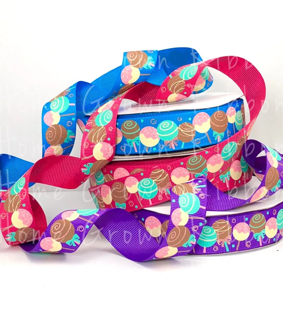 Cake Pops 7/8" USDR Grosgrain Ribbon - Rose Gold Glitter