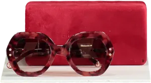 Carolina Herrera Cherry Brown Logo Arm Tortoiseshell Sunglasses