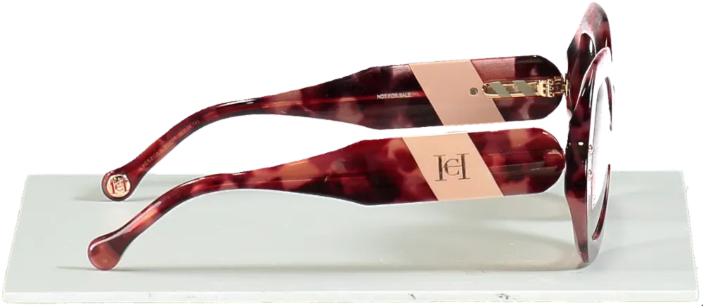 Carolina Herrera Cherry Brown Logo Arm Tortoiseshell Sunglasses