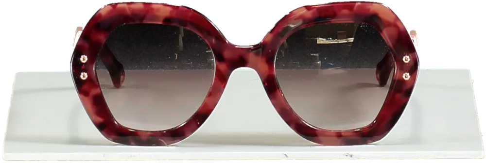 Carolina Herrera Cherry Brown Logo Arm Tortoiseshell Sunglasses