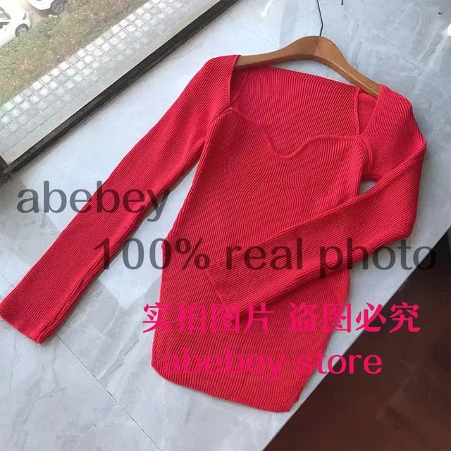 Cashmere high waist sexy pullover.
