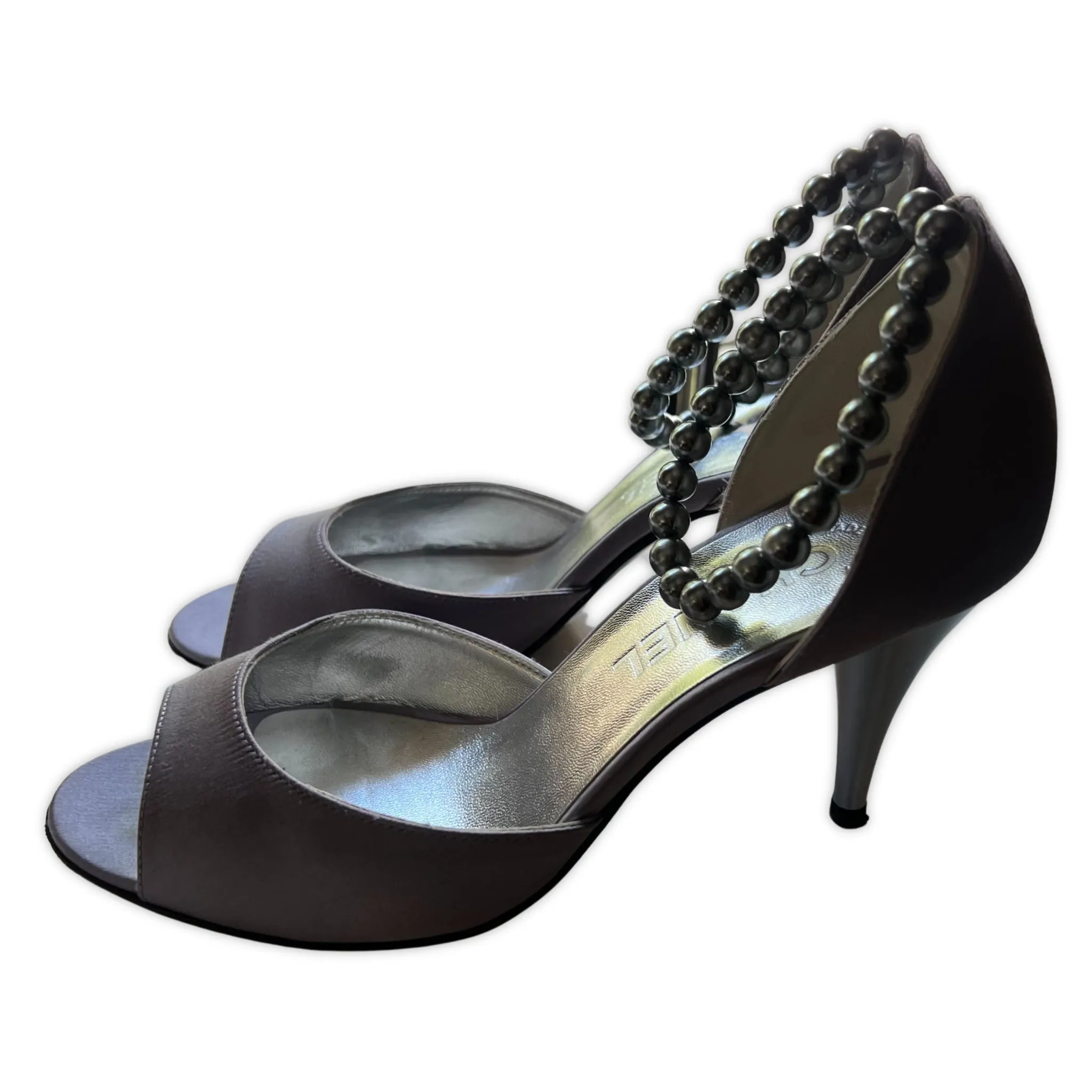 CHANEL Purple Heels with Silver Embellishments | Size 38.5