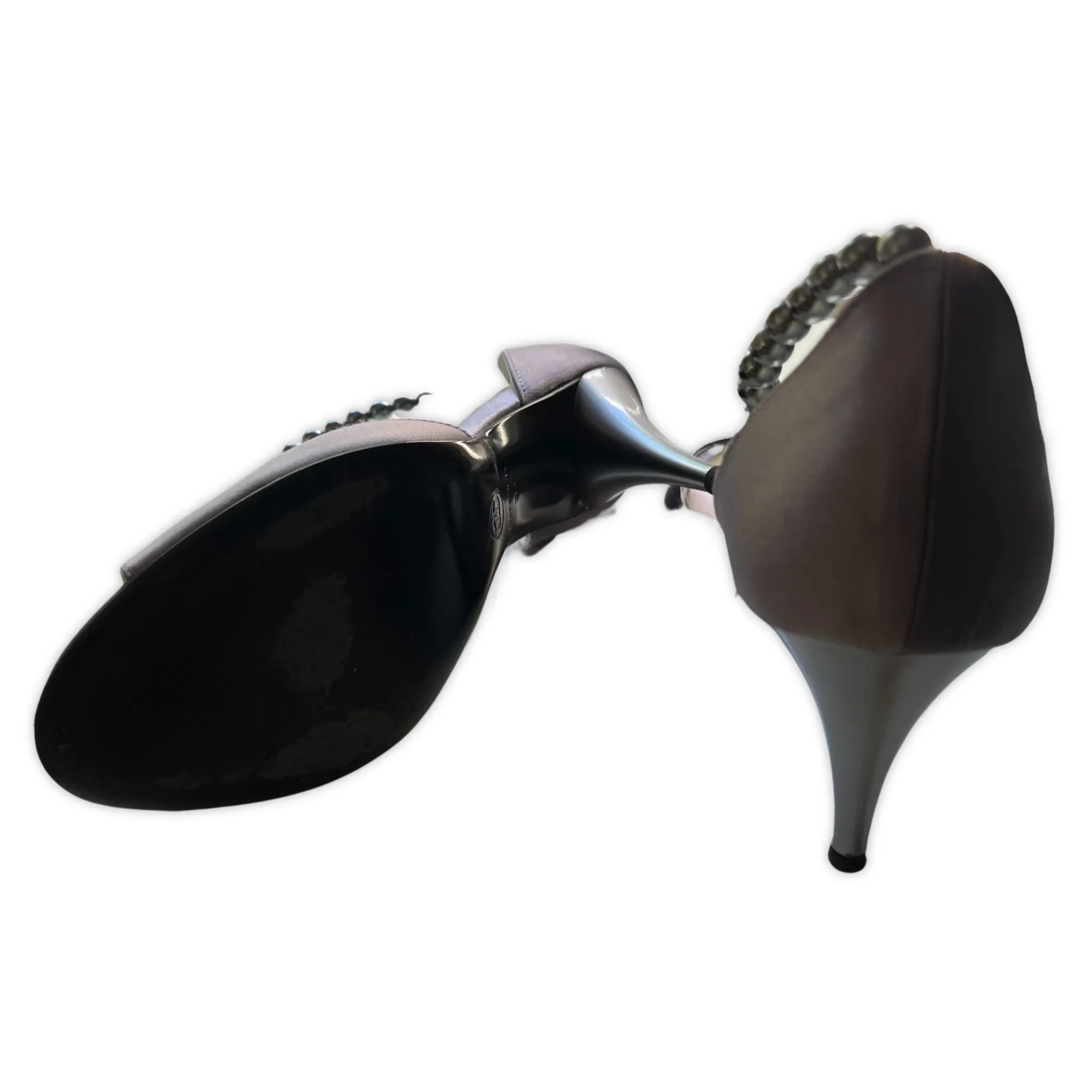 CHANEL Purple Heels with Silver Embellishments | Size 38.5