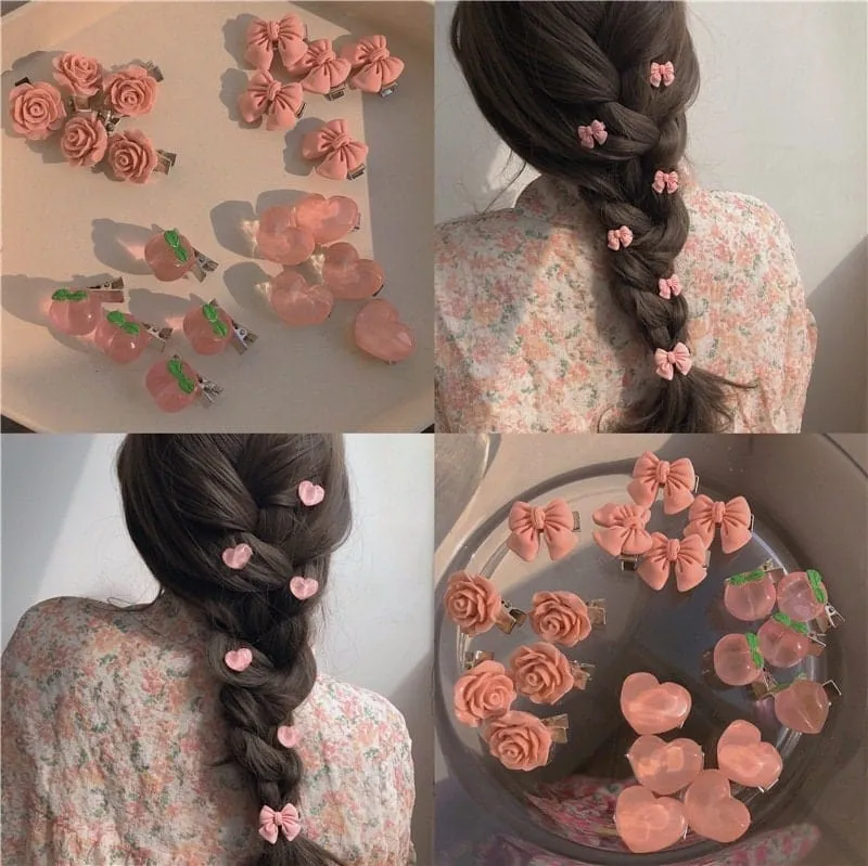 Chic 5 Pieces Pink Hair Clips Set