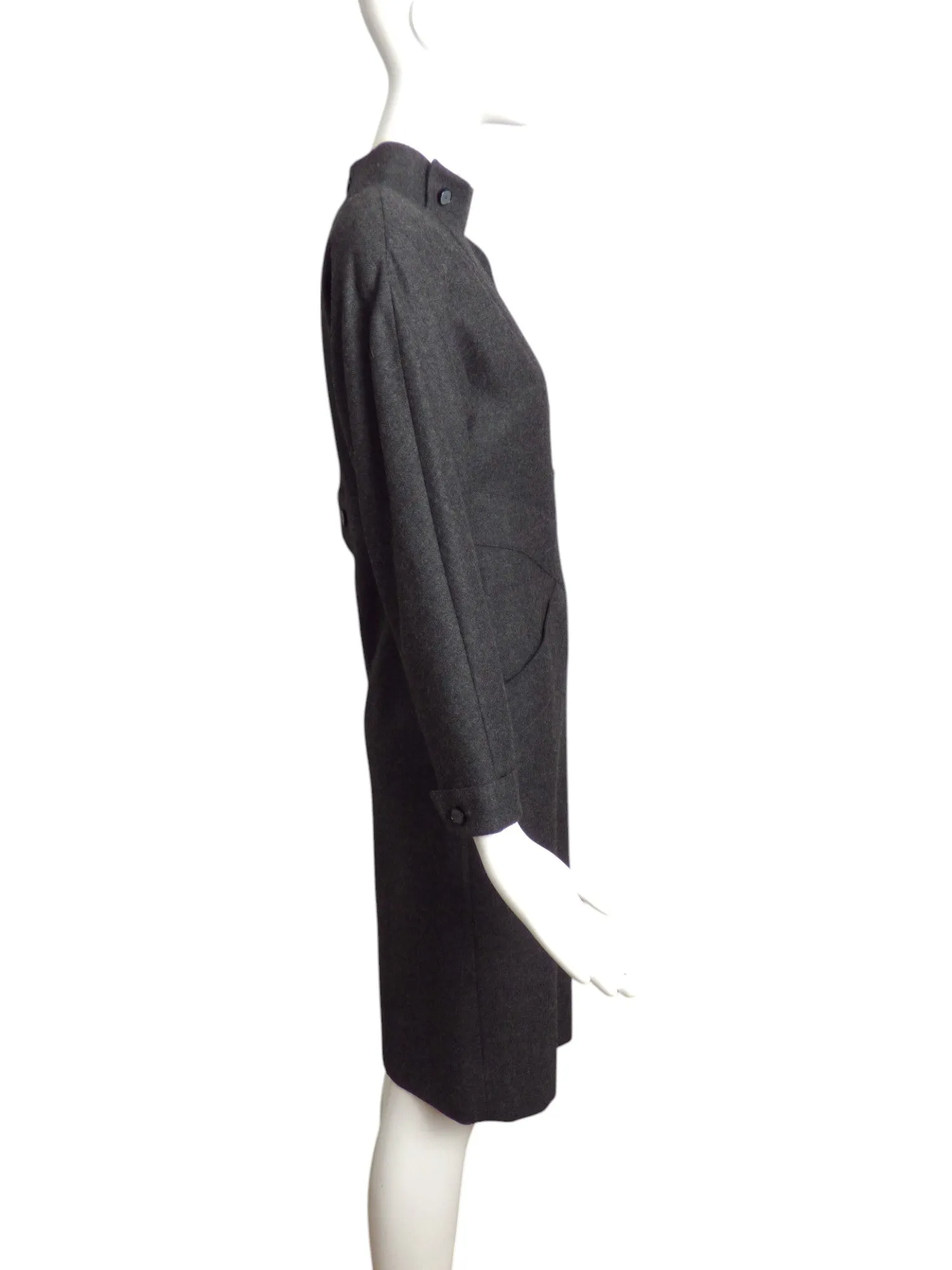 CHLOE- 1980s Grey Wool Shift Dress, Size 8